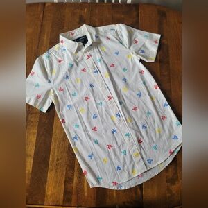 Sony Playstation Logo Short-Sleeve Button-Up Shirt - Gamer Colorful Whimsy